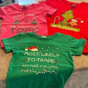 Festive Kids Christmas T-Shirts - Green and Red